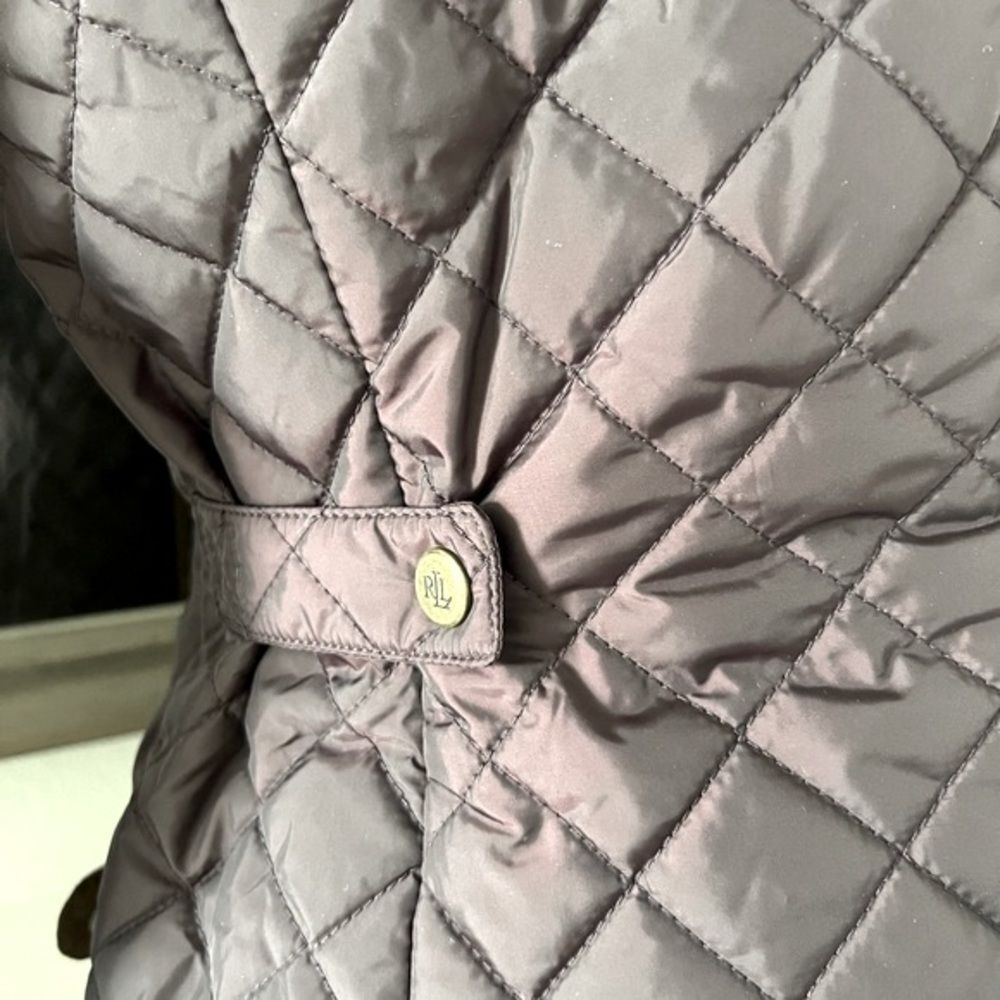 Lauren Ralph Lauren Faux-Leather-Trim Hooded Quilted Coat, Size S New w/Tag - Picture 11 of 16